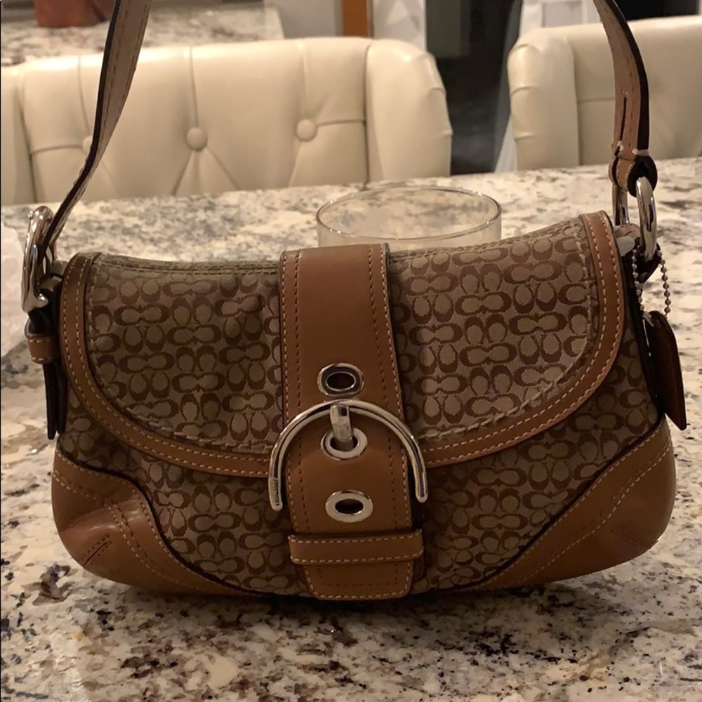 Small tan Coach handbag